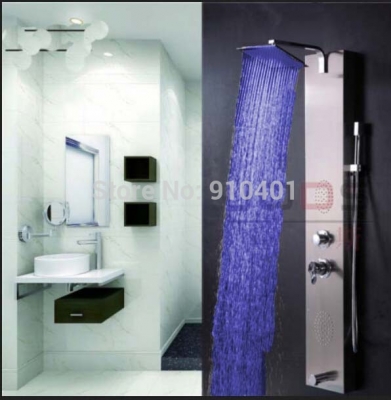 Wholesale And Retail Promotion Brushed Nickel LED 10" Brass Rain Shower Head Shower Column Massage Jets Shower