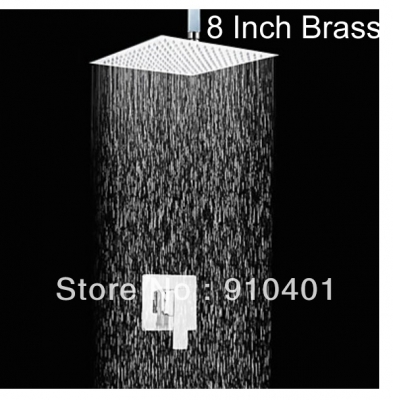 Wholesale And Retail Promotion Celling Mounted Chrome Solid Brass 8" Square Rain Shower Faucet Set Shower Mixer