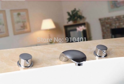 Wholesale And Retail Promotion Chrome Brass Bathroom Basin Faucet Tub Sink Mixer Tap Dual Handles Deck Mounted