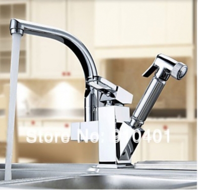 Wholesale And Retail Promotion Chrome Brass Kitchen Faucet Pull Out Swivel Spout Vessel Sink Mixer Tap One Handle [Chrome Faucet-1041|]