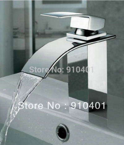 Wholesale And Retail Promotion Chrome Finish Brass Deck Mounted Waterfall Bathroom Basin Faucet Sink Mixer Tap