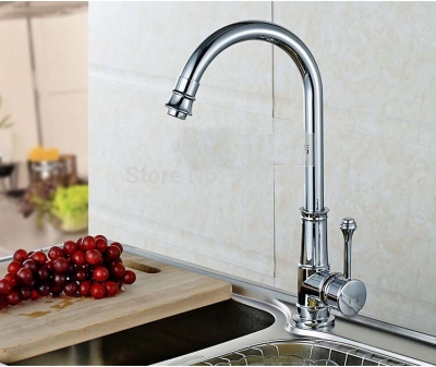 Wholesale And Retail Promotion Deck Mounted Chrome Kitchen Faucet Swivel Spout Vanity Sink Mixer Tap 1 Handle [Chrome Faucet-925|]