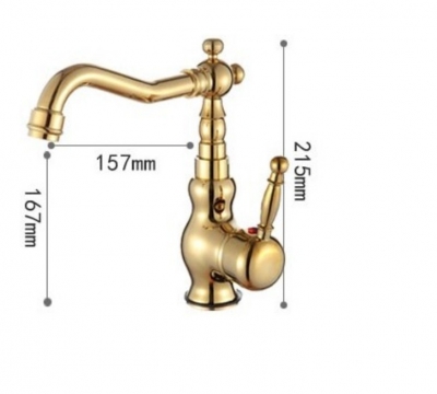 Wholesale And Retail Promotion Gold Bathroom Faucet Kitchen Mixer Tap Swivel Spout Single Handle Ti-PVD Finish