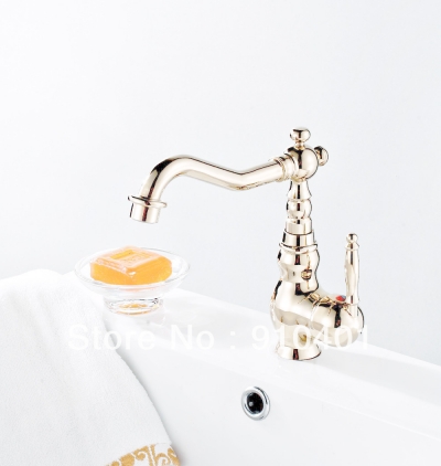 Wholesale And Retail Promotion Golden Finish Bathroom Basin Faucet Single Handle Swivel Spout Vessel Mixer Tap [Golden Faucet-2734|]