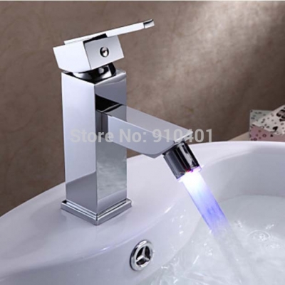 Wholesale And Retail Promotion LED Color Changing Bathroom Basin Faucet Single Handle Chrome Brass Mixer Tap [LED Faucet-3161|]