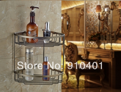 Wholesale And Retail Promotion Luxury Antique Brass Bathroom Corner Shelf Bath Shower Cosmetic Caddy Storage [Storage Holders & Racks-4473|]