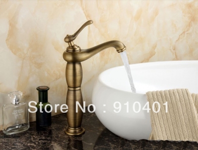 Wholesale And Retail Promotion Luxury Antique Brass Deck Mounted Faucet Single Handle Vanity Sink Mixer Tap