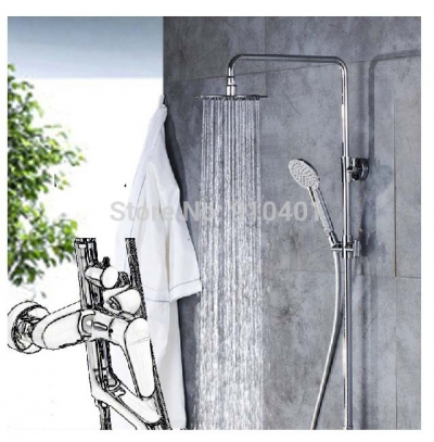Wholesale And Retail Promotion Luxury Chrome Brass Rain Shower Modern Tub Faucet Mixer Tap W/ Hand Shower Unit [Chrome Shower-2054|]
