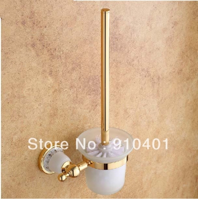 Wholesale And Retail Promotion Luxury Golden Finish Wall Mounted Bathroom Toilet Brushed Holder W/ Ceramic Cup [Bath Accessories-587|]