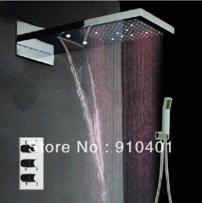 Wholesale And Retail Promotion Luxury LED Thermostatic Rainfall Waterfall Shower Faucet With Hand Shower Mixer [LED Shower-3291|]