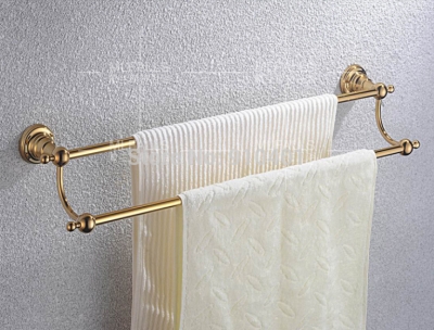 Wholesale And Retail Promotion Modern Bathroom Ti-PVD Bathroom Wall Mounted Towel Rack Holder Dual Towel Bars [Towel bar ring shelf-5091|]