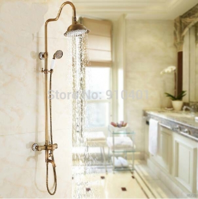 Wholesale And Retail Promotion NEW Antique Brass Rain Shower Faucet Single Handle Tub Mixer Tap Shower Column [Antique Brass Shower-519|]