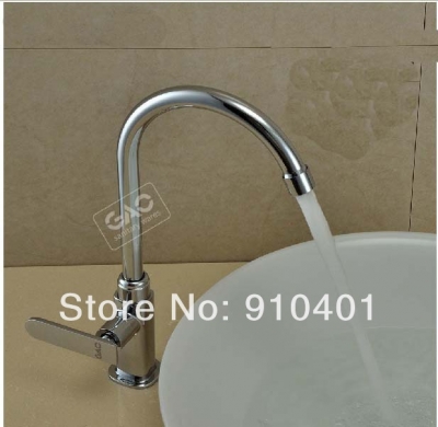 Wholesale And Retail Promotion NEW Deck Mounted Chrome Brass Swivel Spout Bathroom Faucet Cold Water Faucet Tap [Chrome Faucet-1370|]