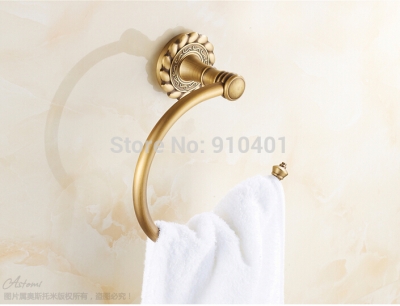 Wholesale And Retail Promotion NEW Embossed Antique Brass Towel Rack Holder Wall Mounted Bathroom Towel Hanger