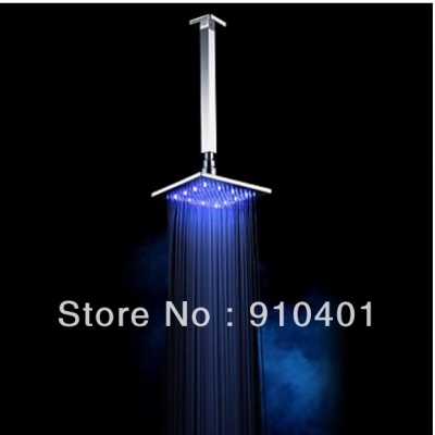 Wholesale And Retail Promotion NEW LED Color Changing 12" Chrome Brass Rain Shower Faucet Head With Shower Arm [Shower head &hand shower-4041|]