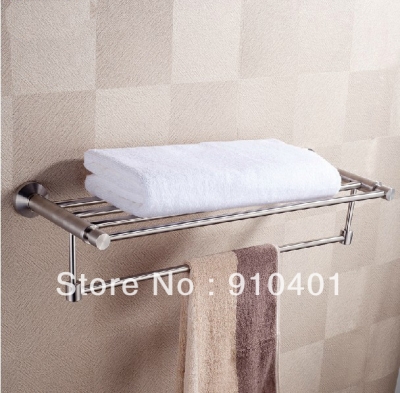 Wholesale And Retail Promotion NEW Luxury Brushed Nickel Wall Mounted Towel Rack Towel Bar Bathroom Towel Shelf [Towel bar ring shelf-4955|]