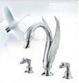 Wholesale And Retail Promotion NEW Luxury Chrome Brass Bathroom Swan Faucet Bathtub Sink Mixer Tap Widespread