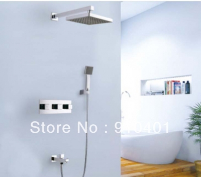 Wholesale And Retail Promotion NEW Luxury Wall Mounted 8" Rain Shower Faucet Set Bathroom Tub Faucet Mixer Tap