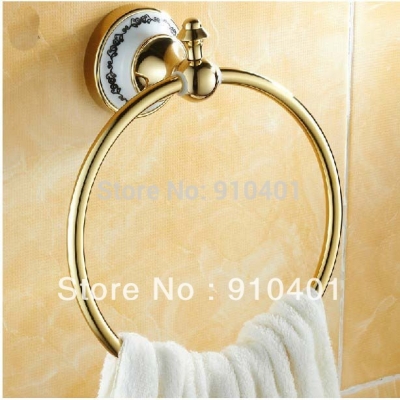 Wholesale And Retail Promotion NEW Modern Golden Bathroom Wall Mounted Towel Ring Towel Rack Holder Towel Bar