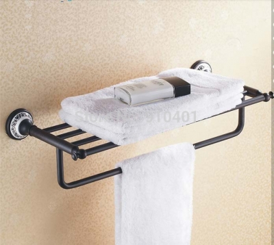 Wholesale And Retail Promotion Oil Rubbed Bronze Ceramic Towel Rack Holder Bathroom Shelf Towel Bar Wall Mount [Towel bar ring shelf-5049|]