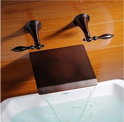 Wholesale And Retail Promotion Oil Rubbed Bronze Waterfall Bathroom Basin Sink Faucet Wall Mounted Mixer Tap