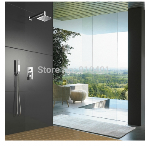 Wholesale And Retail Promotion Wall Mounted Chrome Rain Shower 8" Shower Head Single Handle Valve Hand Shower