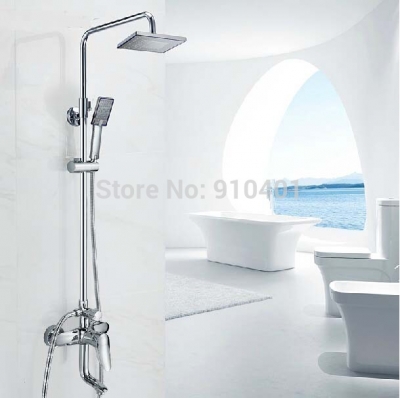 Wholesale And Retail Promotion Wall Mounted Exposed Rain Shower Faucet Single Handle Tub Mixer Tap Shower Set [Chrome Shower-2425|]