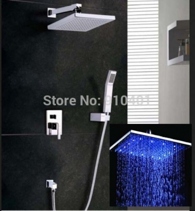 Wholesale And Retail Promotion Wall Mounted LED Brass Shower Head Single Handle Valve Mixer Tap W/ Hand Shower [LED Shower-3350|]