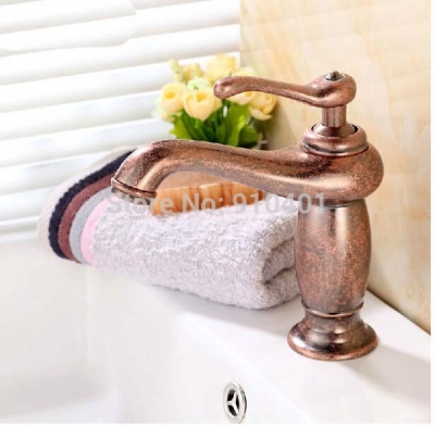 Wholesale and retail Promotion Red Antique Style Bathroom Basin Faucet Single Handle Sink Mixer Tap Deck Mount [Oil Rubbed Bronze Faucet-3815|]
