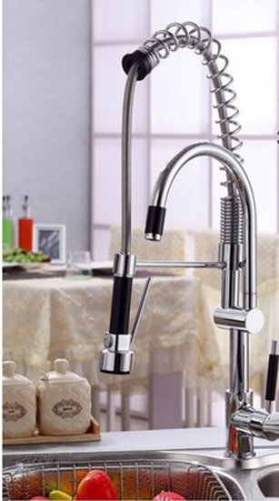 With Hot & Cold Function mixer Sell it yourself Brass Chorme Pull Out Kitchen Faucet Mixer Tap Two Swivel Spout Single Handle [Chrome Faucet-976|]