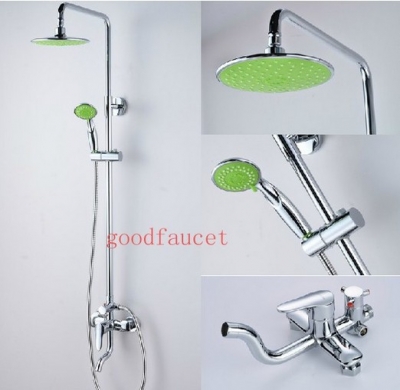 wholesale and retail Promotion Chrome Bathroom Shower Set Faucet Tub Tap w/Green Shower Head & Handheld Shower