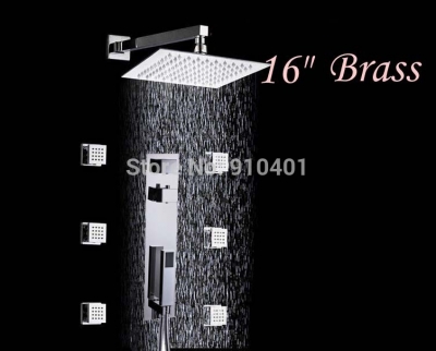 wholesale and retail Promotion NEW Luxury 16" Square Rain Shower Faucet Thermostatic Valve Massage Jets Sprayer [Chrome Shower-2462|]