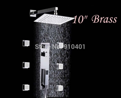wholesale and retail Promotion Wall Mount 10" Rain Shower Faucet Thermostatic 6 Massage Jets Sprayer Hand Unit [Chrome Shower-2459|]