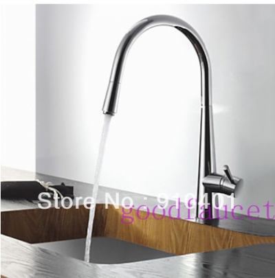 wholesale and retail new pull out sprayer kitchen mixer tap deck mounted single handle vessel sink faucet chrome [Chrome Faucet-1088|]