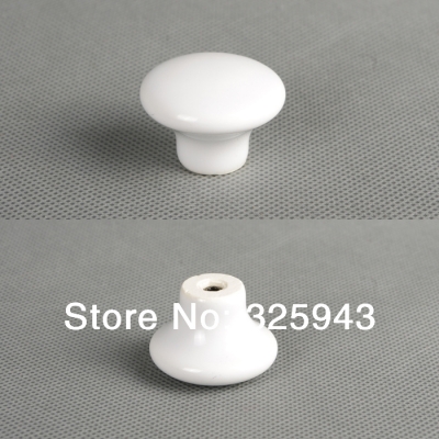 10pcs 32mm European Style Ceramic Round Wardrobe Drawer Single Hole Furniture Cabinet Knobs & Handles Pure White Rural