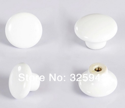 10pcs 38mm European Style Ceramic Round Wardrobe Drawer Single Hole Furniture Cabinet Knobs & Handles Pure White Rural