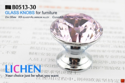 30mm LICHEN K9 Glass Knobs aluminium alloy knobs Crystal Furniture Handle diamond knobs& Cabinet &Drawer Knob [Furniture Knob(Glass Knob)-91|]