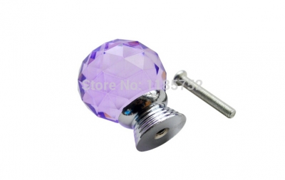 6PCS/LOT Free Shipping Diameter 40mm Sparkle Purple Glass Crystal Cabinet Pull Drawer Handle Kitchen Door Wardrobe Cupboard Knob [Knobs-59|]