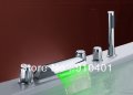 Color Changing LED Light NEW Highest Quality Brass Tub Faucet with Hand Shower Tub Mixer- Chrome Finish Widespread