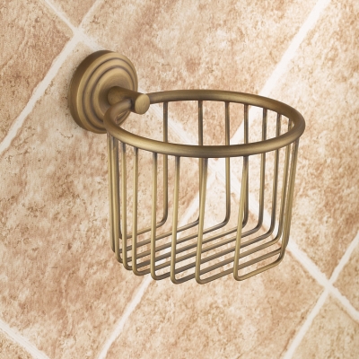 Copper antique toilet PAPER basket, paper holder, cosmetics basket, toilet paper holder multifunctional shelf [BathroomHardware-166|]