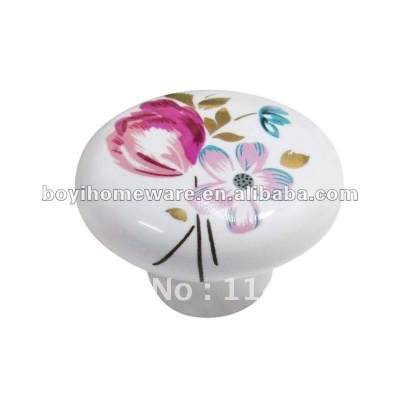 Cute kids dresser wardrobe knobs ceramic Round circle ring drawer knob handle wholesale and retail shipping discount P09