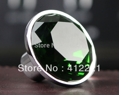 Free Shipping 10pcs Green 50mm whole Diamond Crystal Furniture Handle Pull in brass ACCEPT OTHER COLOR