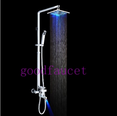 Luxury Wall Mount Color Changing Bathroom Rain Shower Set Faucet 8"Shower Head With LED Tub Faucet