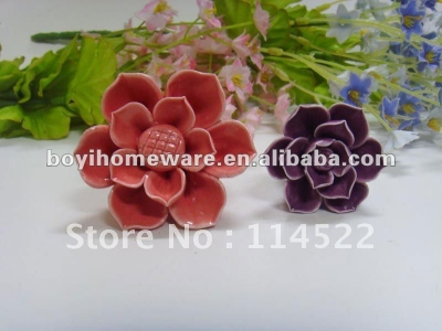Nice handmade ceramic flower knobs cute knobs wholesale and retail shipping discount 200pcs/lot MG-7