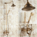 Wholdsale And Retail Promotion NEW ntique Brass Wall Mounted Rain Shower Faucet Set Tub Mixer Bell Shower Head