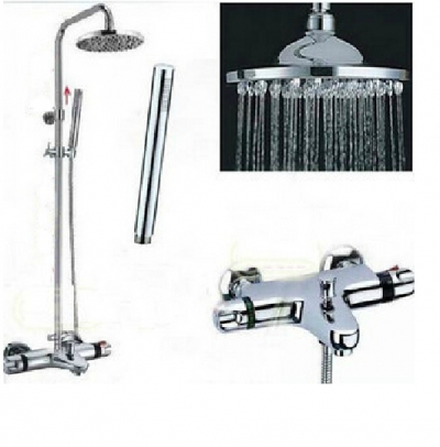 Whole Sale And Retail Promotion NEW Chrome Rain Thermostatic Shower Faucet Bathroom Tub Mixer Tap W/ Hand Shower