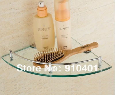 Wholesale / Retail Promotion Single Tier Bathroom Triangle Glass Commodity Shelf Chrome Corner Brass Shelf