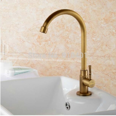 Wholesale And Retail Promotion Antique Brass Bathroom Sink Faucet Single Handle Swivel Spout Kitchen Water Tap