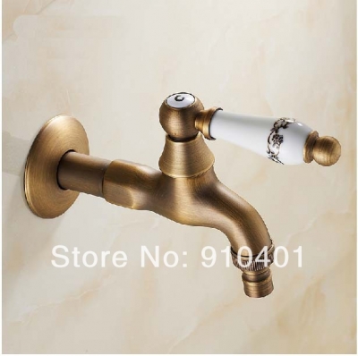 Wholesale And Retail Promotion Antique Brass Ceramic Washing Machine Faucet Wall Mounted Sink Tap Wall Mounted