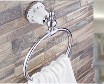 Wholesale And Retail Promotion Ceramic Chrome Brass Bathroom Towel Ring Round Towel Rack Holder [Towel bar ring shelf-4883|]